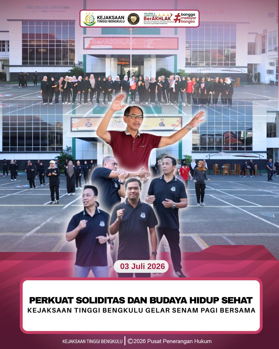 Perkuat Soliditas dan Budaya Hidup Sehat Kejaksaan Tinggi Bengkulu Gelar Senam Pagi Bersama