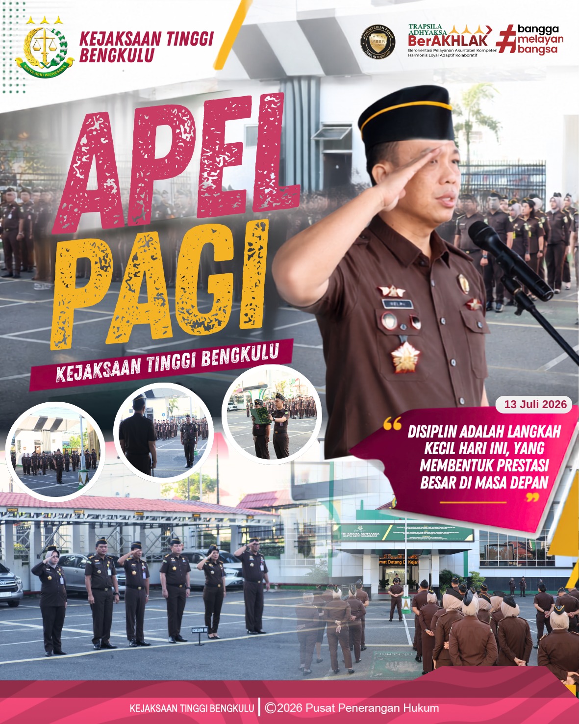 Kejaksaan Tinggi Bengkulu Laksanakan Apel Pagi Pegawai Diimbau Jaga Disiplin dan Integritas