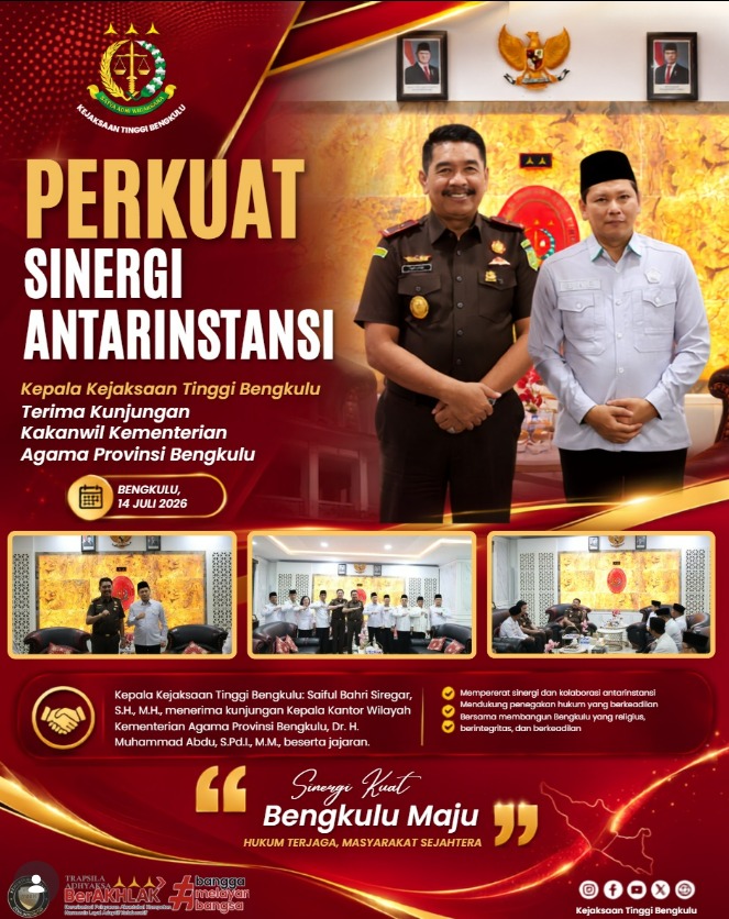 Perkuat Sinergi Antarinstansi Kepala Kejaksaan Tinggi Bengkulu Terima Kunjungan Kakanwil Kementerian Agama