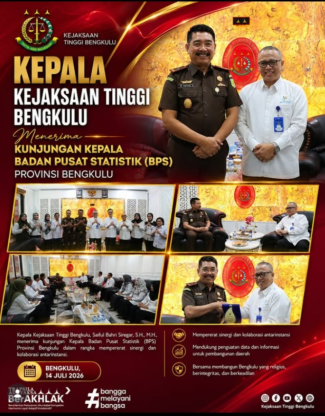 Kepala Kejaksaan Tinggi Bengkulu Menerima Kunjungan Kepala Badan Pusat Statistik BPS) Provinsi Bengkulu