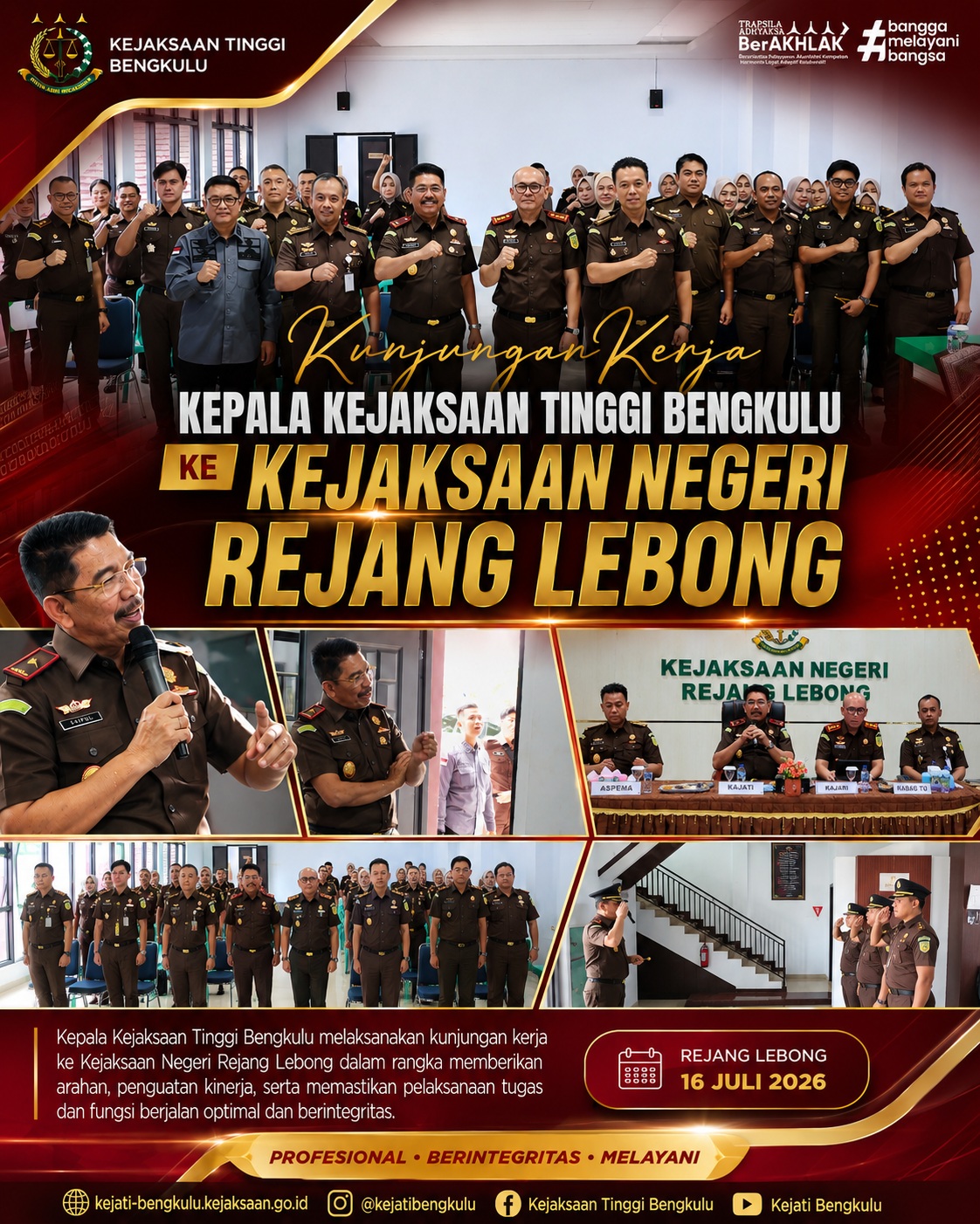 Kunjungan Kerja Kepala Kejaksaan Tinggi Bengkulu ke Kejaksaan Negeri Rejang Lebong