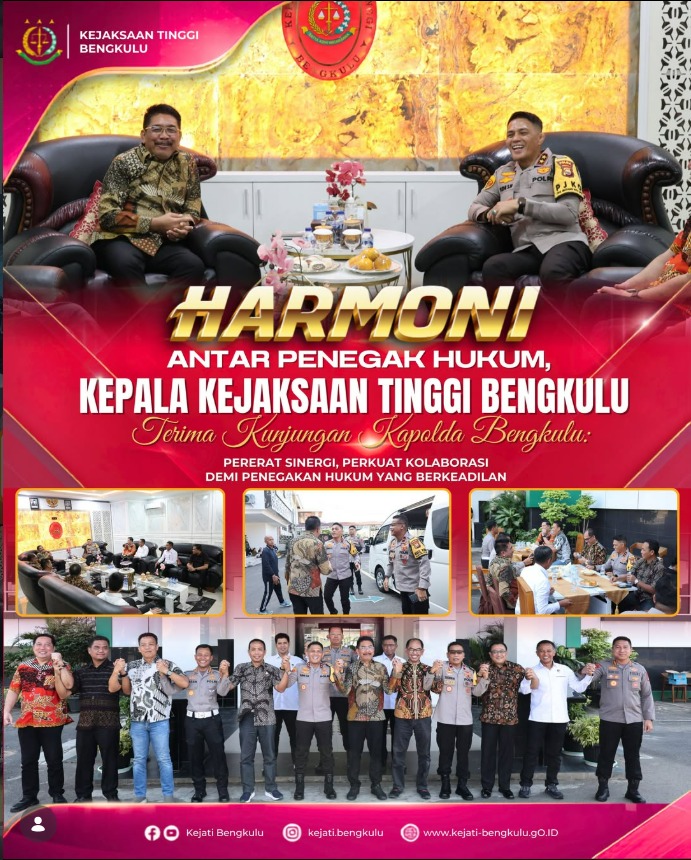 Harmoni Antar Penegak Hukum Kepala Kejaksaan Tinggi Bengkulu Terima Kunjungan Kapolda Bengkulu