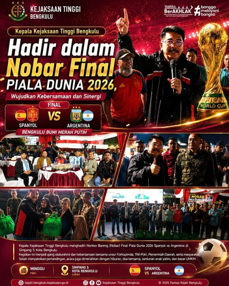 Kepala Kejati Bengkulu Hadir dalam Nobar Final Piala Dunia 2026 Wujudkan Kebersamaan dan Sinergi