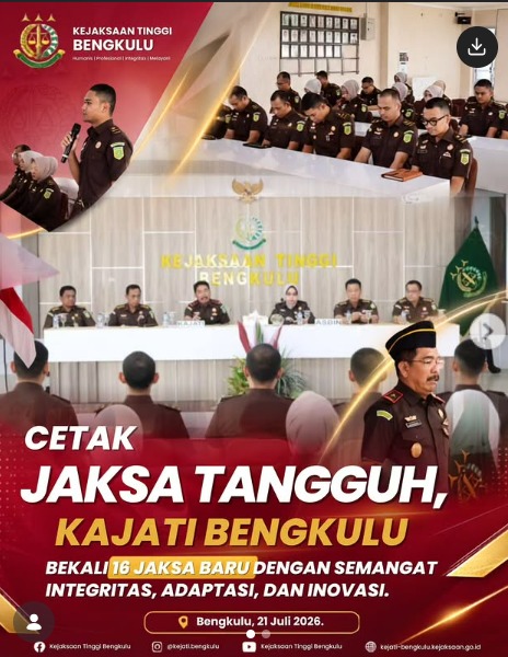 Cetak Jaksa Tangguh Kajati Bengkulu Bekali 16 Jaksa Baru dengan Semangat Integritas Adaptasi dan Inovasi