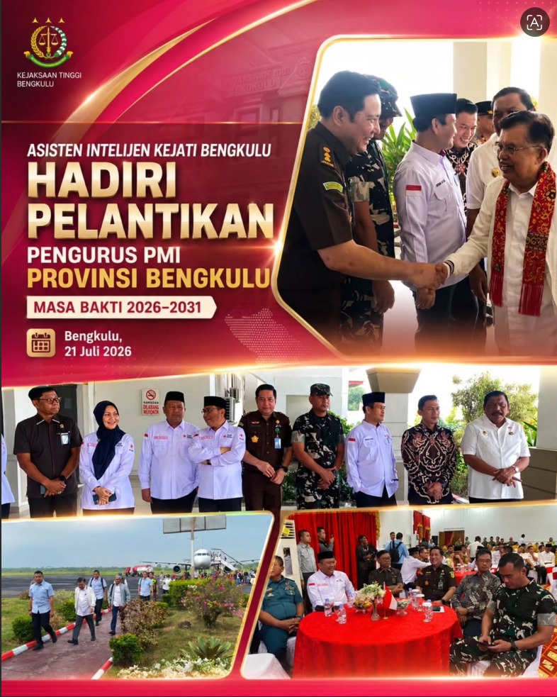 Asisten Intelijen Kejati Bengkulu Hadiri Pelantikan Pengurus PMI Provinsi Bengkulu Masa Bakti 2026–2031