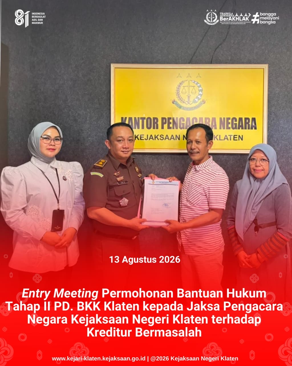 Permohonan Surat Kuasa Khusus SKK) dari Pihak PD BKK Klaten