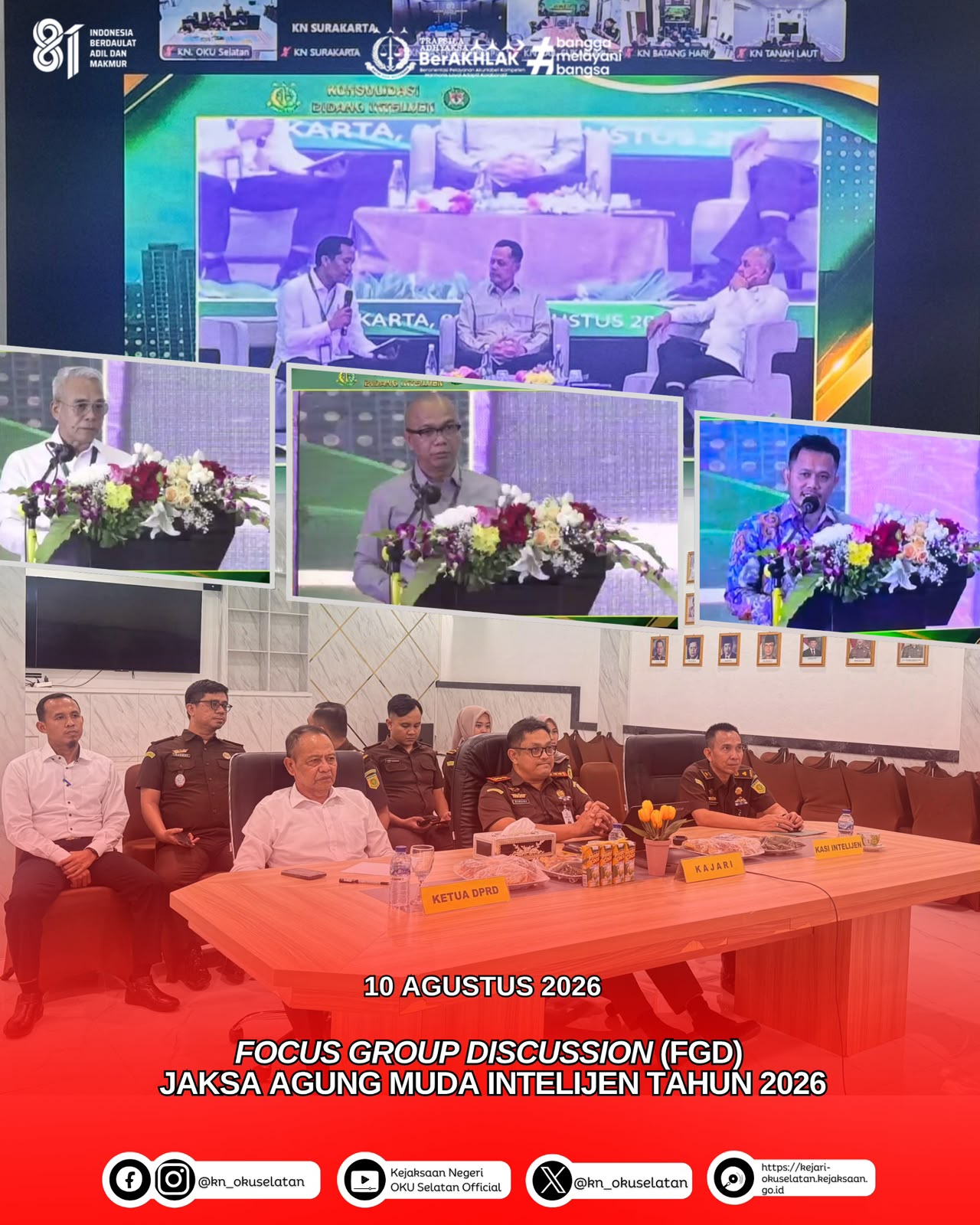 Kejari OKU Selatan Ikuti zoom FGD Jaksa Agung Muda Bidang Intelijen Tahun 2026 Perkuat Sinergi Kejaksaan dan DPRD