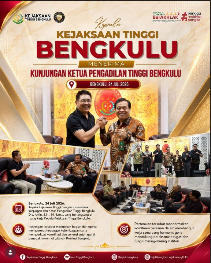 Kepala Kejaksaan Tinggi Bengkulu Menerima Kunjungan Ketua Pengadilan Tinggi Bengkulu