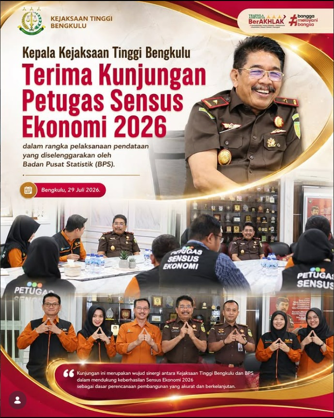 Kepala Kejaksaan Tinggi Bengkulu Terima Kunjungan Petugas Sensus Ekonomi 2026
