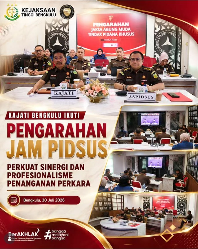 Kejati Bengkulu Ikuti Pengarahan JAM PIDSUS Perkuat Sinergi dan Profesionalisme Penanganan Perkara