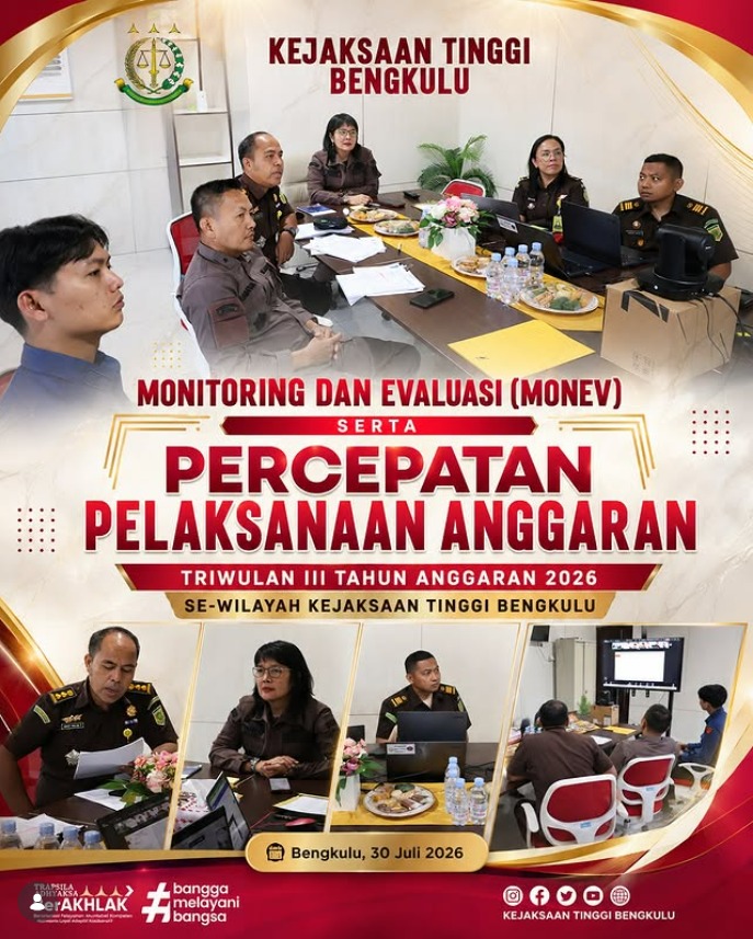 Kejati Bengkulu Gelar Monitoring dan Evaluasi Anggaran Perkuat Akuntabilitas Pengelolaan Keuangan