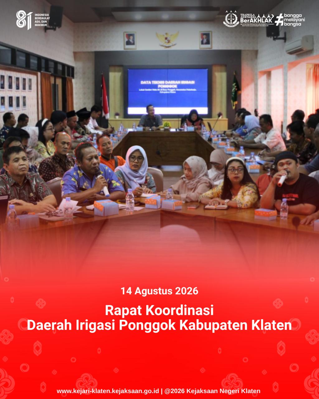 Rapat Koordinasi Daerah Irigasi Ponggok Kabupaten Klaten