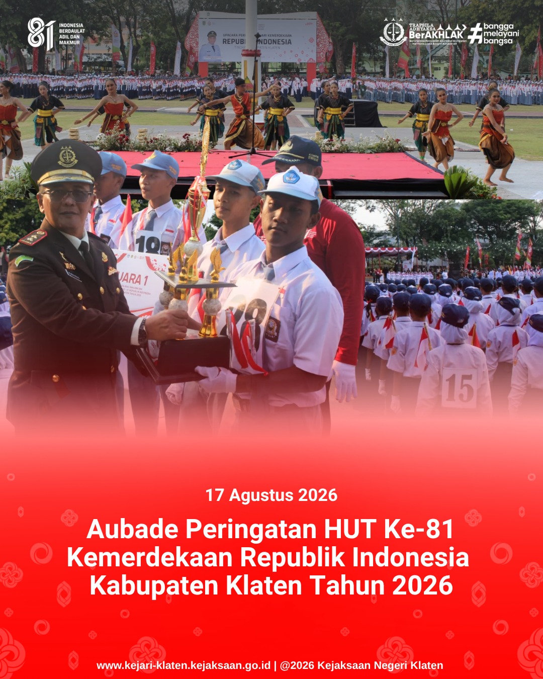 Aubade Peringatan HUT Ke-81 Kemerdekaan Republik Indonesia Kabupaten Klaten Tahun 2026