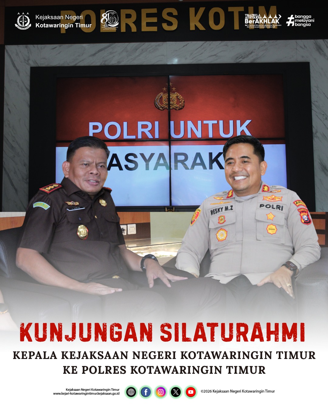 KUNJUNGAN SILATURAHMI KEPALA KEJAKSAAN NEGERI KOTAWARINGIN TIMUR KE POLRES KOTAWARINGIN TIMUR