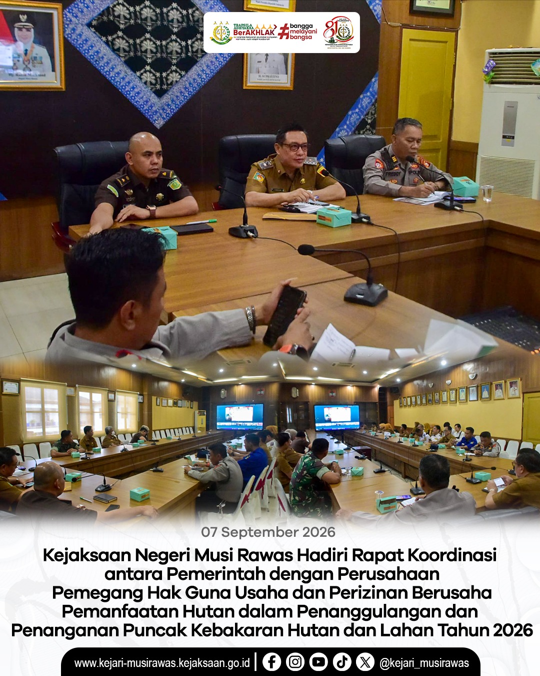 Kejari Musi Rawas Hadiri Rakor Penanggulangan Karhutla 2026
