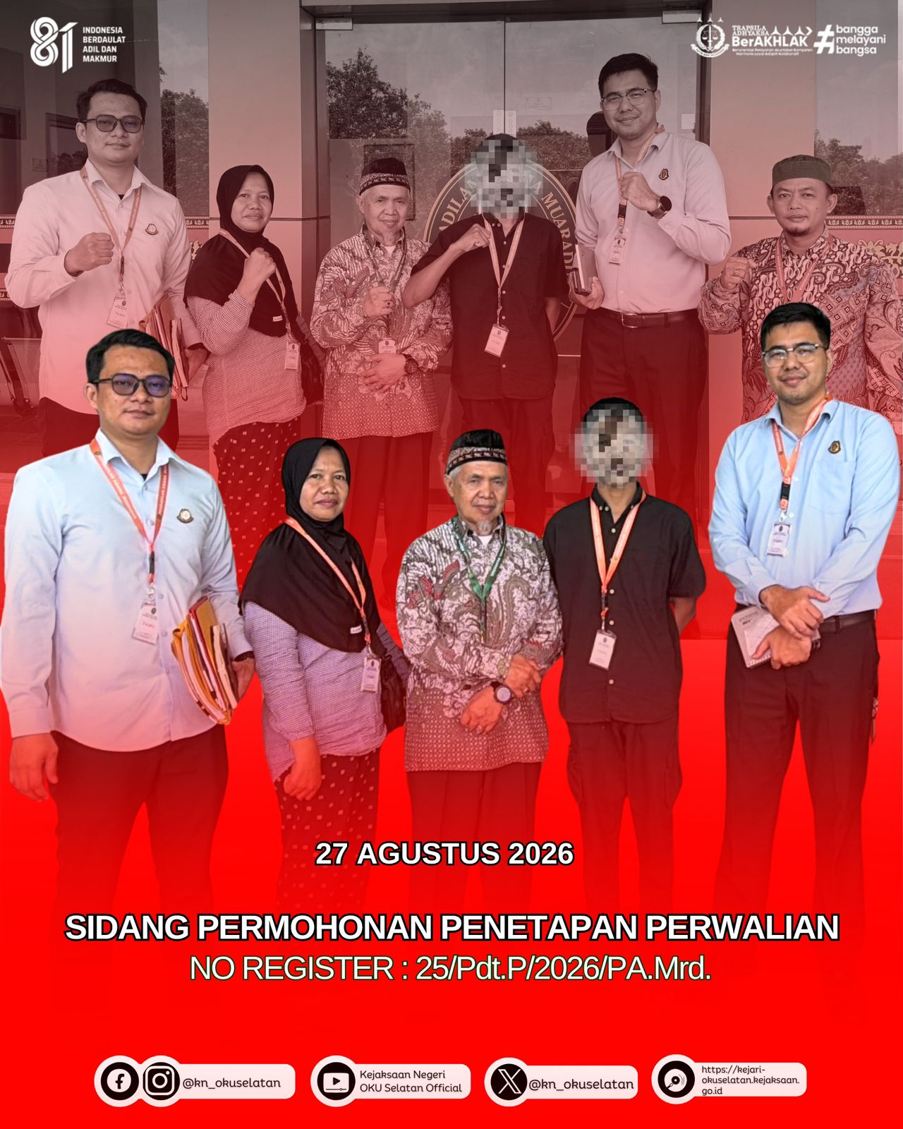 JPN Kejari OKU Selatan Ajukan Permohonan Penetapan Perwalian Anak di Pengadilan Agama Muaradua