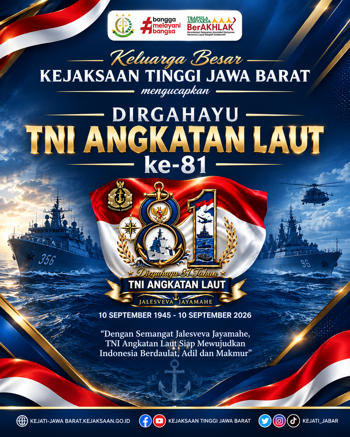 Dirgahayu ke-81 TNI Angkatan Laut 10 September 1945 - 10 September 2026)