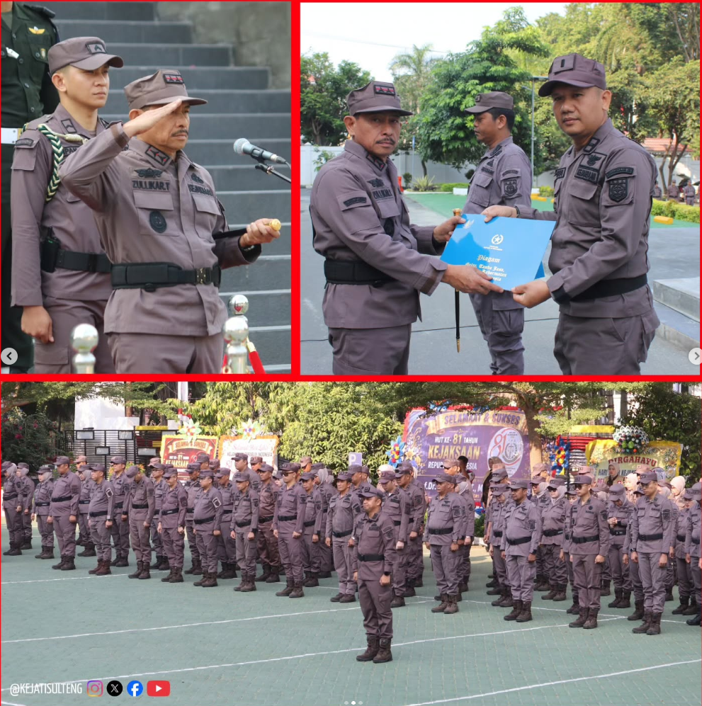 KEJATI SULAWESI TENGAH MENGGELAR UPACARA PERINGATAN HARI LAHIR KEJAKSAAN RI KE-81