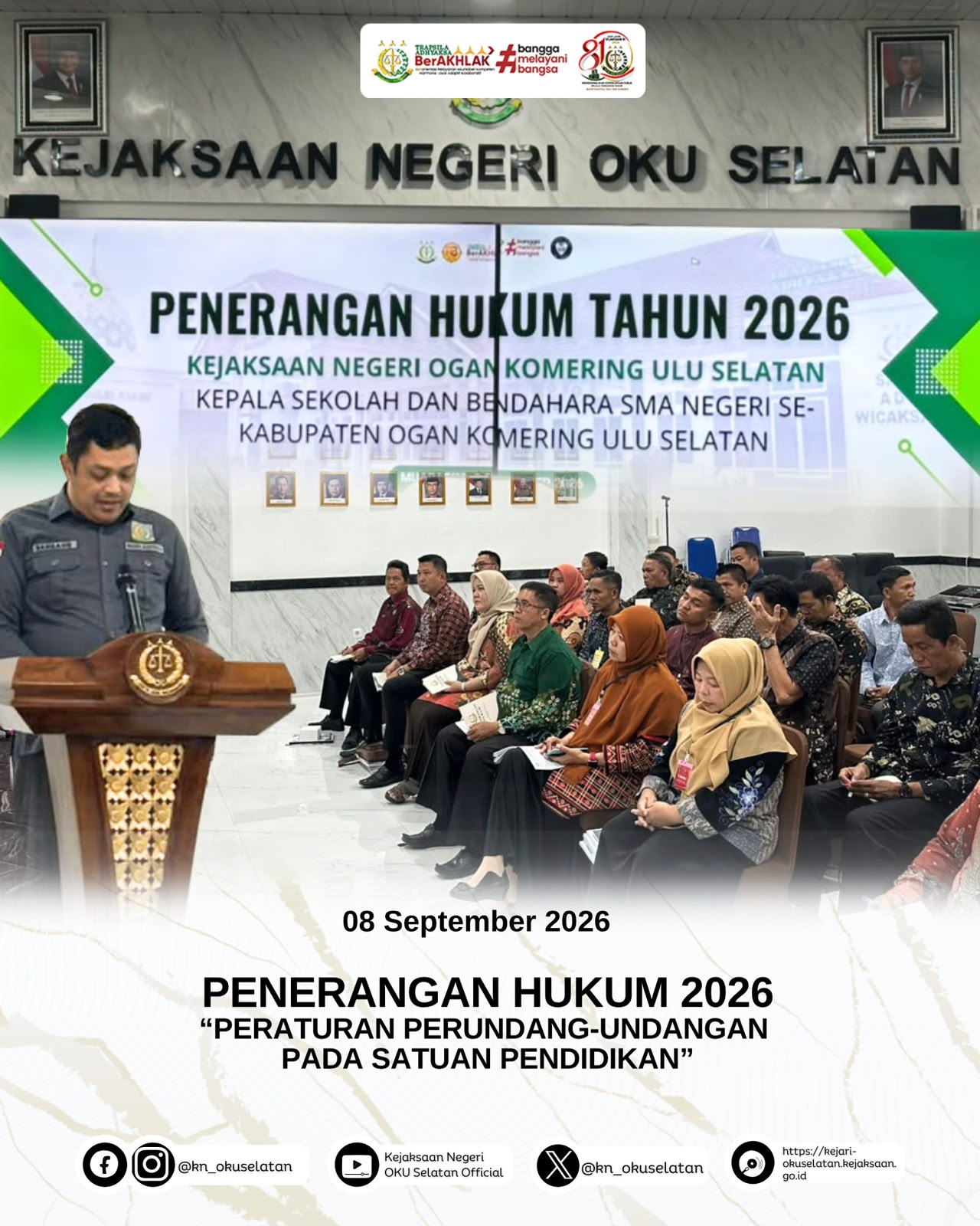 Kejari OKU Selatan Berikan Penerangan Hukum tentang Peraturan Perundang-Undangan pada Satuan Pendidikan