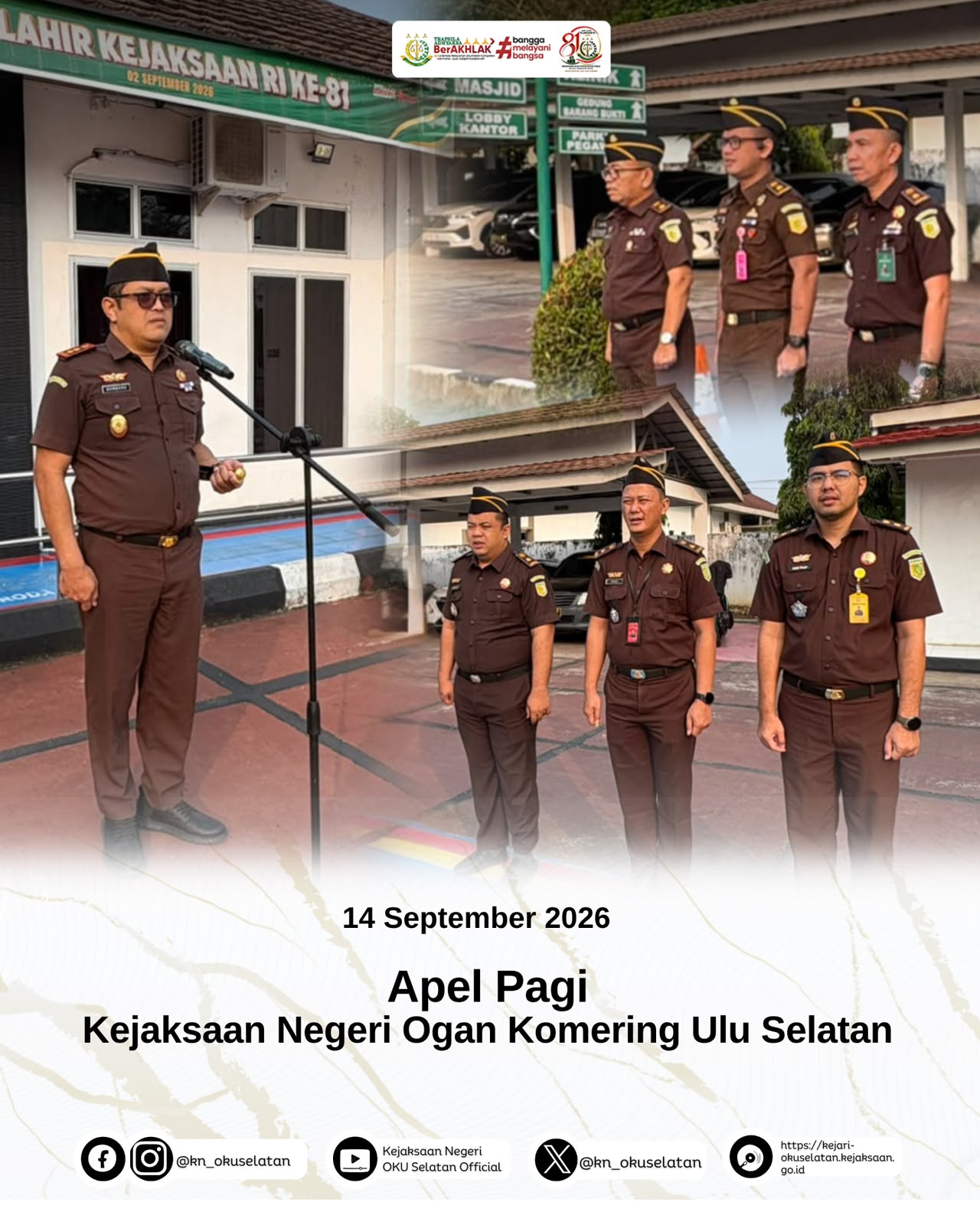 Apel Pagi Kejari OKU Selatan Sampaikan Belasungkawa atas Gugurnya 3 ASN Jayapura  Musibah Virgo Transport 8