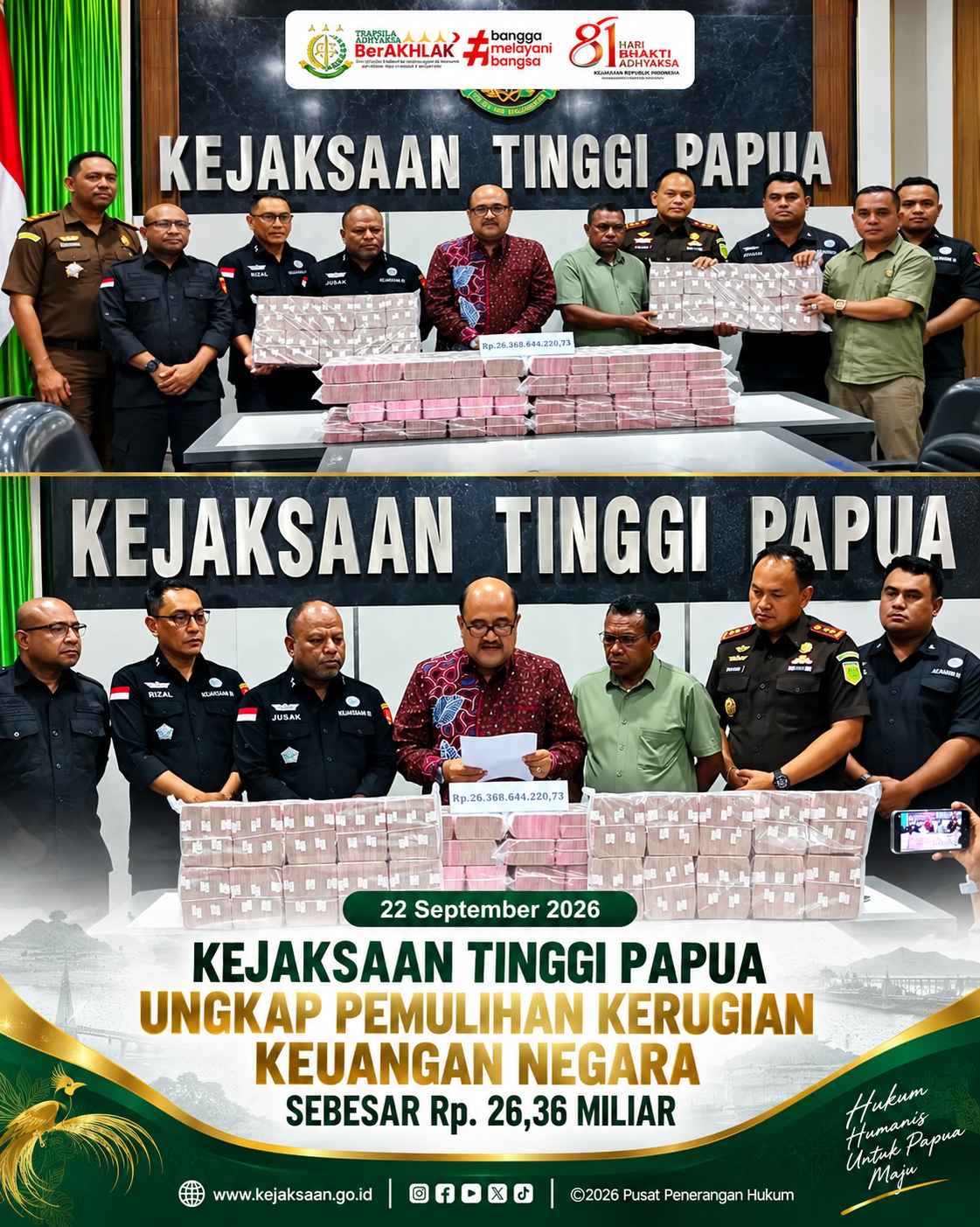 Kejati Papua Ungkap Pemulihan Kerugian Keuangan Negara  Sebesar Rp 2636 Miliar