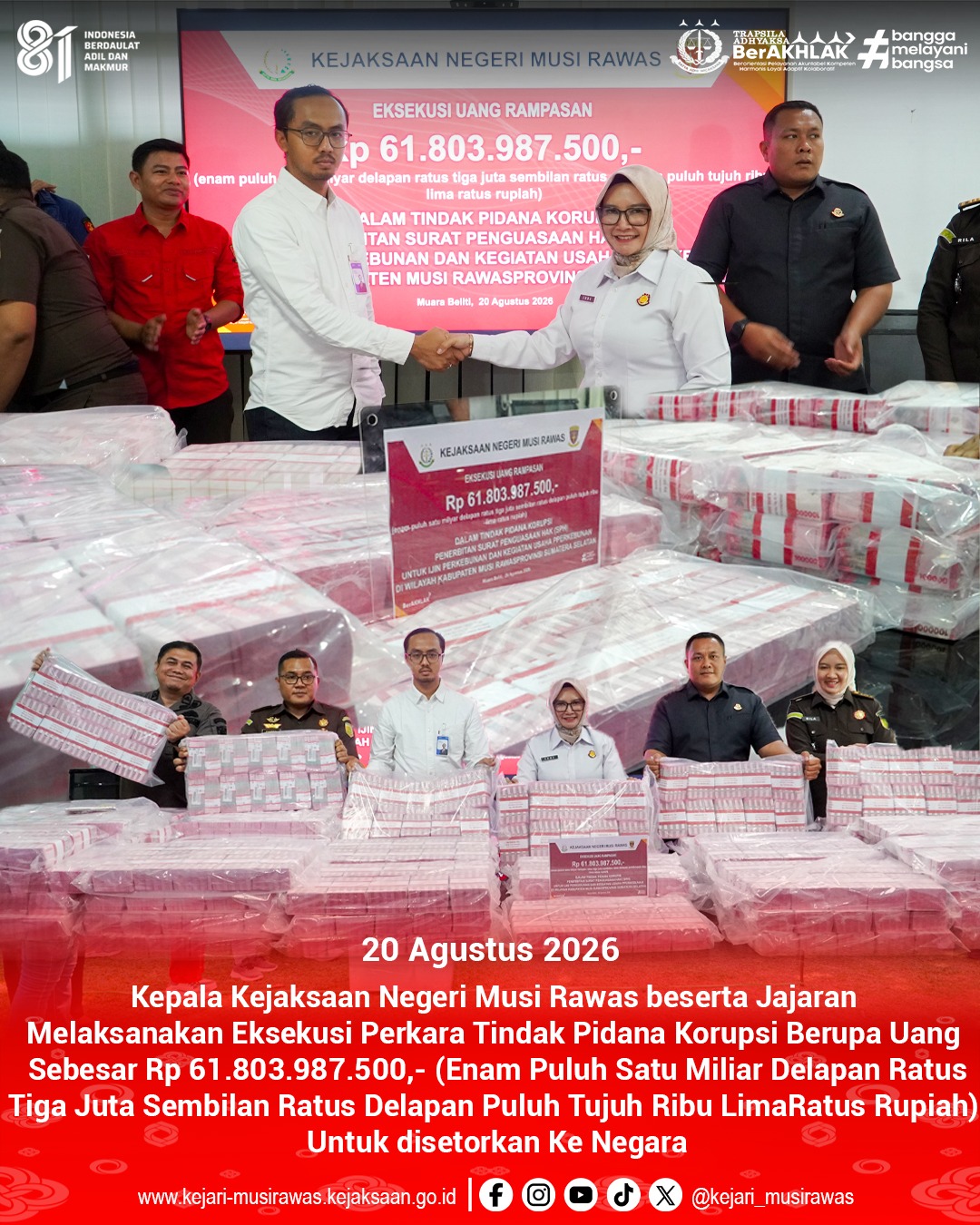 Inkracht Kejari Musi Rawas Eksekusi Rampasan Negara Kasus Korupsi Izin Perkebunan