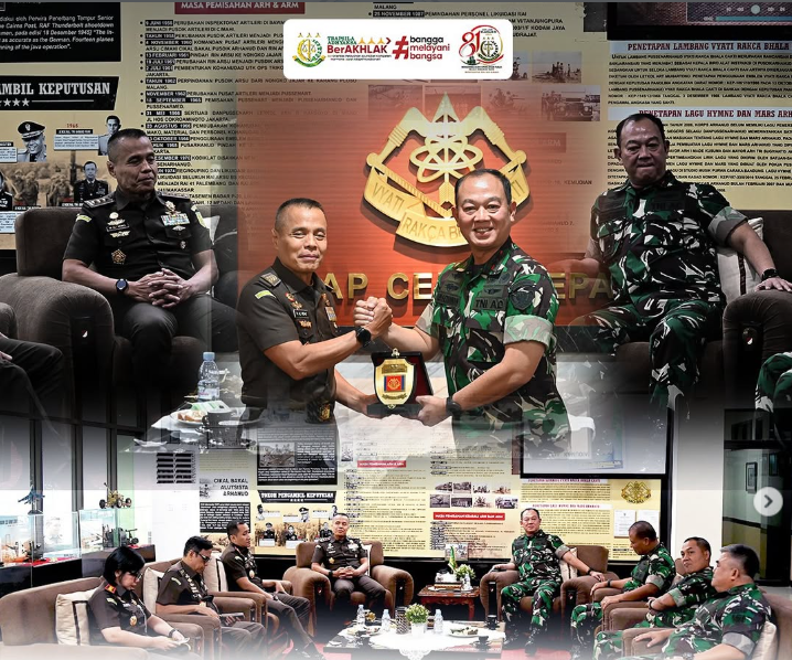 Perkuat Sinergi TNI-Kejaksaan Kajati Jabar Dampingi Jampidmil Koordinasi Non Teknis dengan Pussenarhanud Cimahi