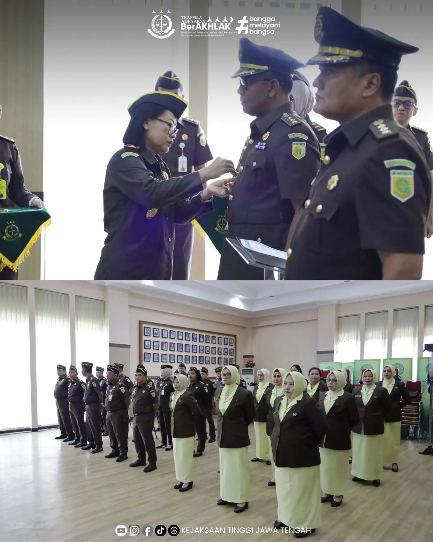 Upacara Pelantikan dan Pengambilan Sumpah Jabatan Pejabat Eselon III di Lingkungan Kejati Jateng
