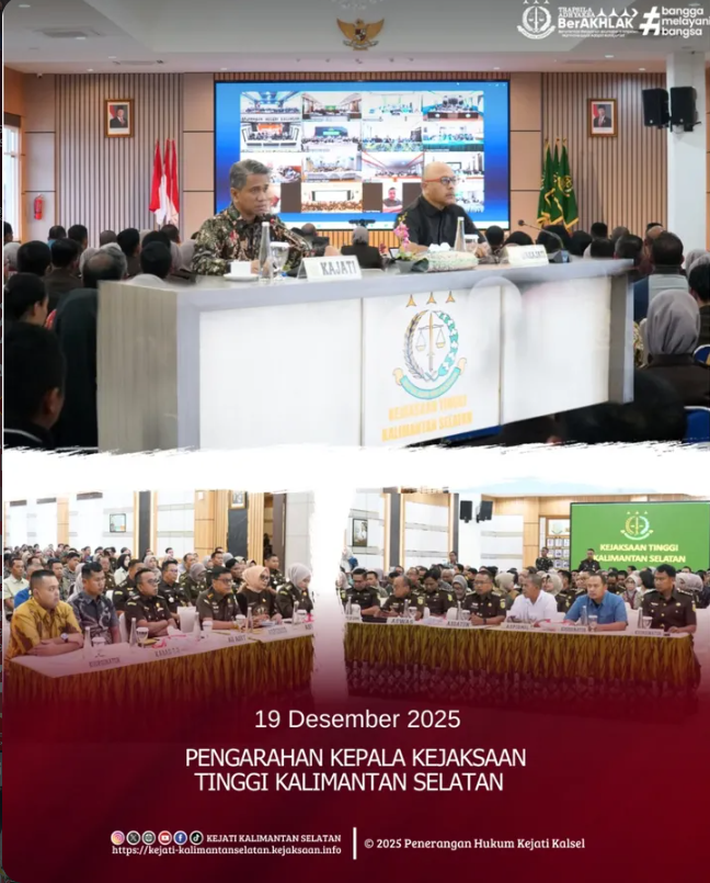pengarahan kepada seluruh jajaran Kejaksaan Negeri se-Kalimantan Selatan secara daring melalui aplikasi Zoom Meeting