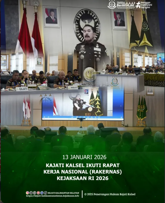 Kejaksaan Tinggi Kalimantan Selatan mengikuti Rapat Kerja Nasional Kejaksaan Republik Indonesia Tahun 2026