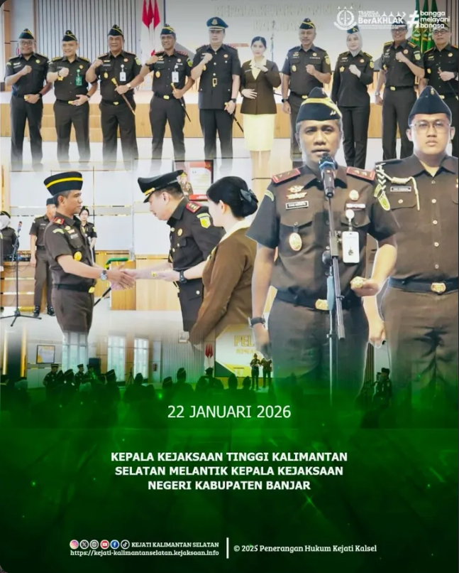 Kejaksaan Tinggi Kalimantan Selatan melaksanakan pengambilan sumpah dan pelantikan Kepala Kejaksaan Negeri Kabupaten Banjar