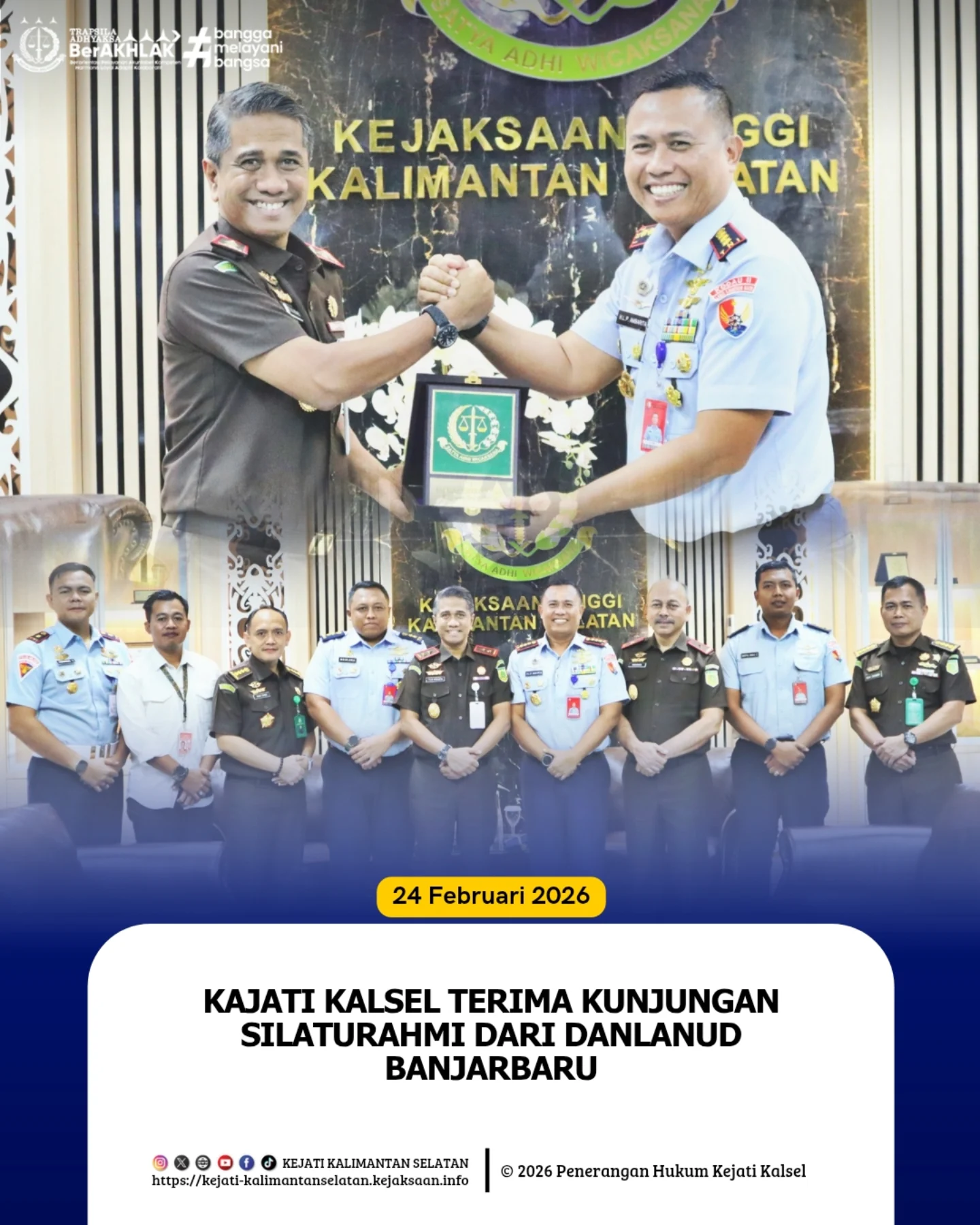 Kepala Kejaksaan Tinggi Kalimantan Selatan Tiyas Widiarto SH MH didampingi Wakil Kepala Kejaksaan Tinggi Kalimantan