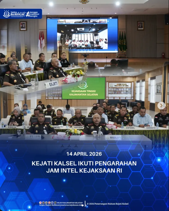 KEJATI KALSEL IKUTI PENGARAHAN JAM INTEL KEJAKSAAN RI
