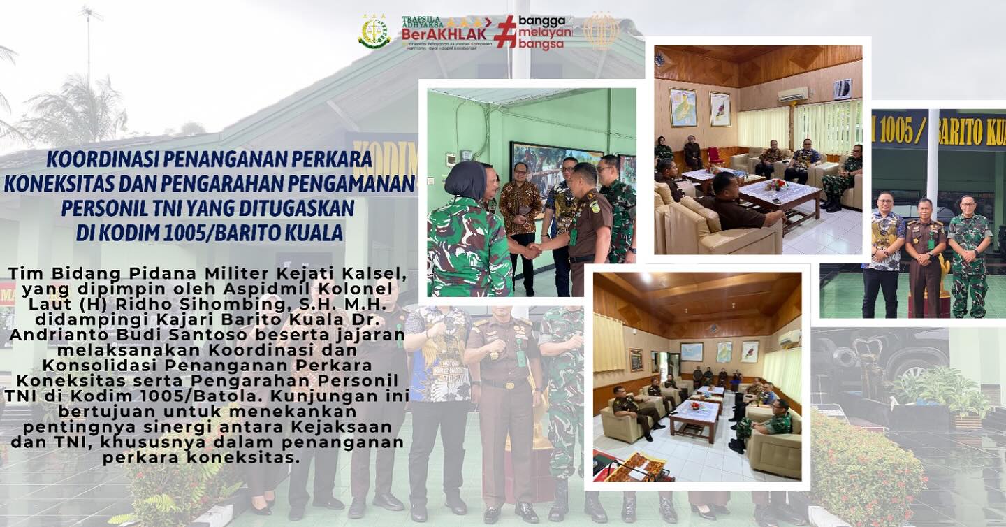 Tim Bidang Pidana Militer Kejaksaan Tinggi Kalimantan Selatan yang dipimpin oleh Asisten Pidana Militer Kolonel Laut H Ridho