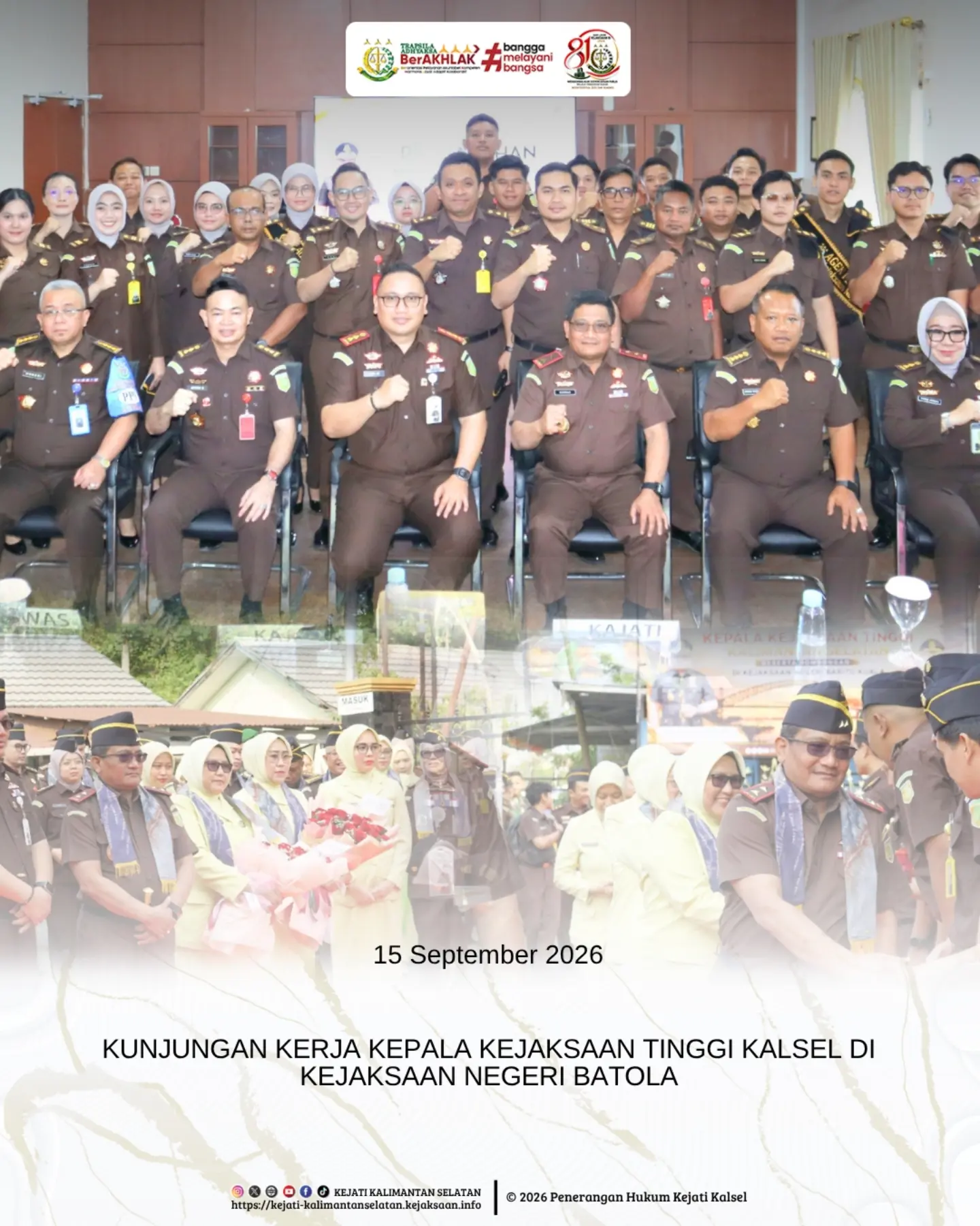 Marabahan 15 September 2026 – Kepala Kejaksaan Tinggi Kalimantan Selatan Sukarman Sumarinton SH MH