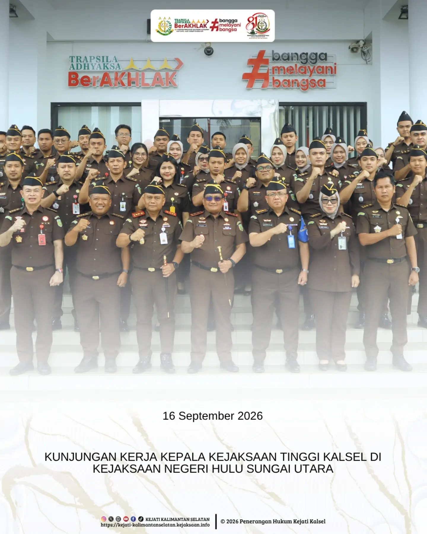 Amuntai 16 September 2026 – Kepala Kejaksaan Tinggi Kalimantan Selatan Sukarman Sumarinton SH MH