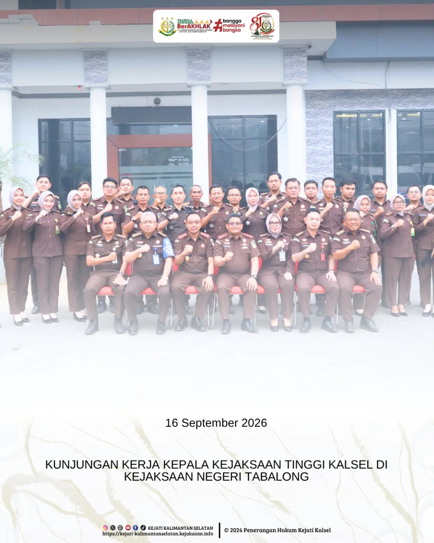 Tanjung 16 September 2026 – Kepala Kejaksaan Tinggi Kalimantan Selatan Sukarman Sumarinton SH MH