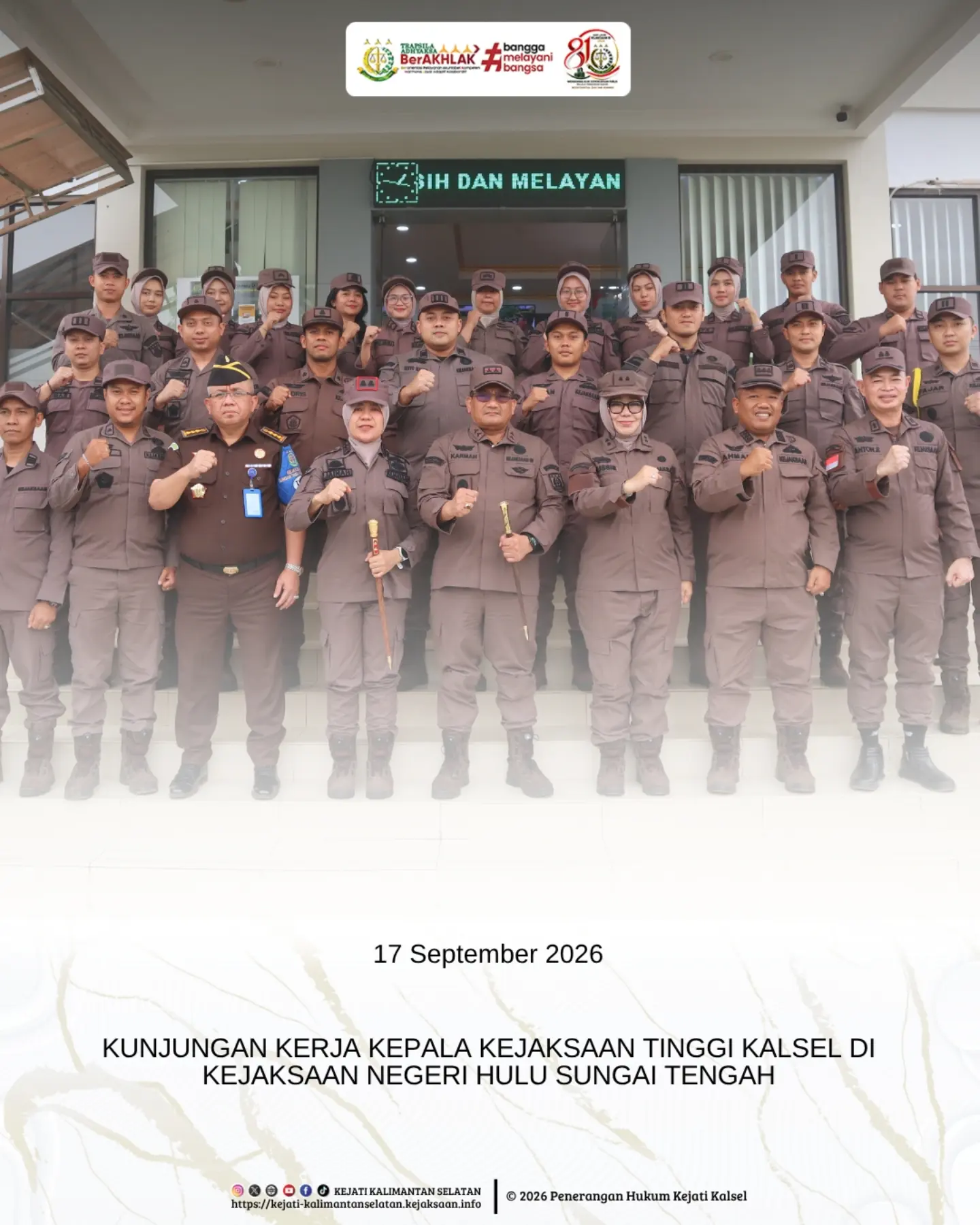 Barabai 17 September 2026 – Kepala Kejaksaan Tinggi Kalimantan Selatan Sukarman Sumarinton SH MH