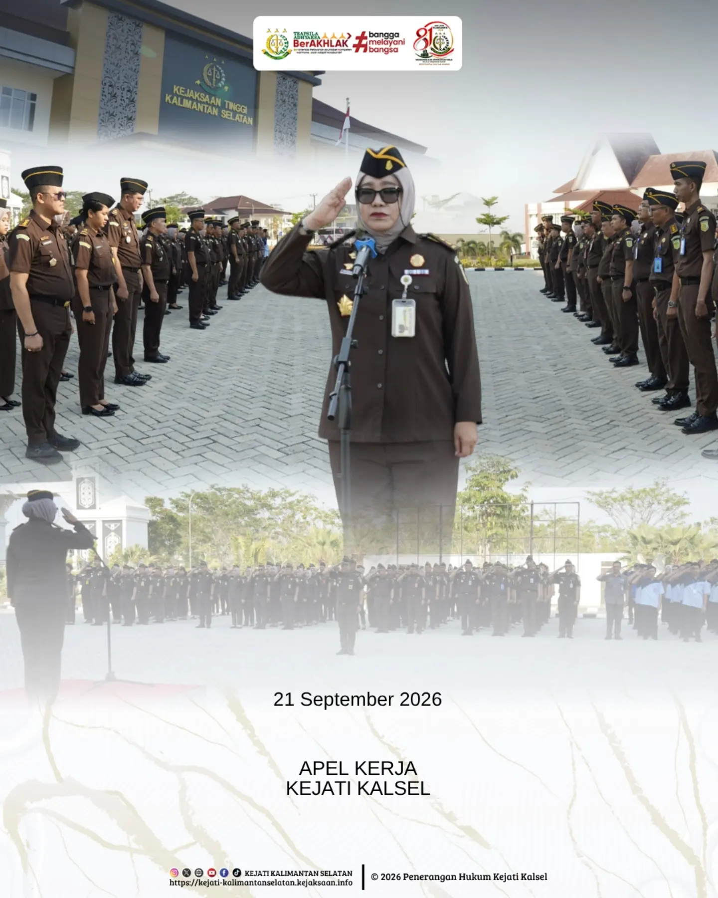 Banjarbaru 21 September 2026 – Kejaksaan Tinggi Kalimantan Selatan melaksanakan Apel Kerja di halaman Kantor Kejaksaan