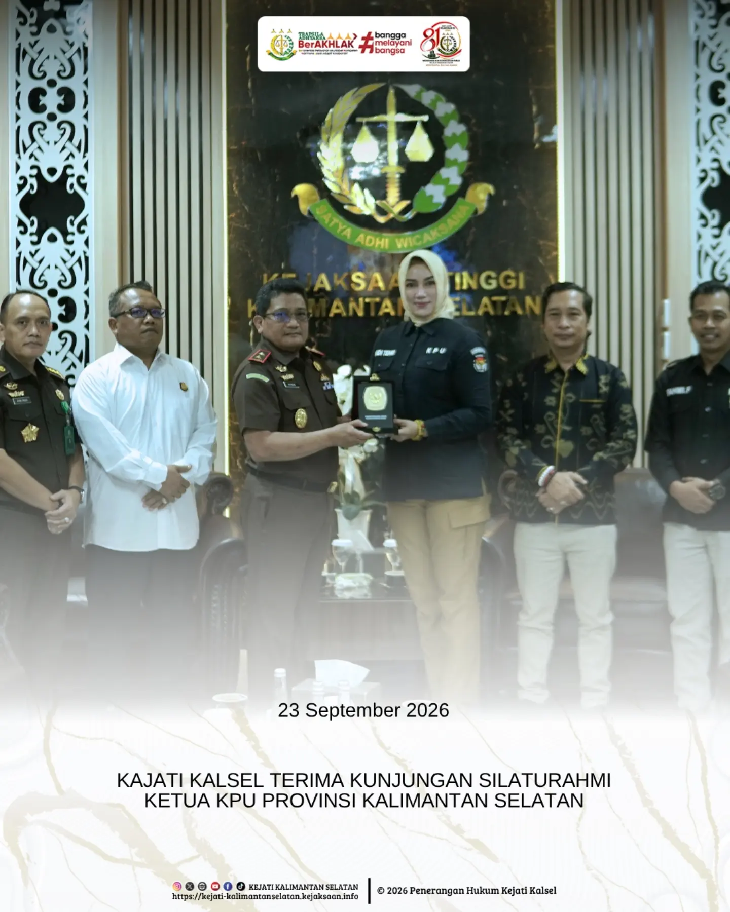Banjarbaru 23 September 2026 – Kepala Kejaksaan Tinggi Kalimantan Selatan Sukarman Sumarinton SH MH