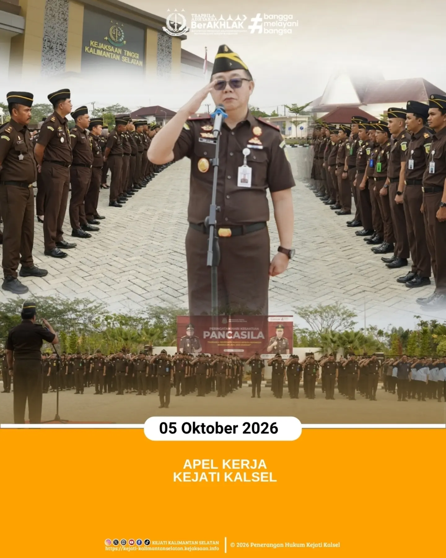 Banjarbaru 5 Oktober 2026 – Kejaksaan Tinggi Kalimantan Selatan melaksanakan Apel Kerja di halaman Kantor Kejaksaan Tinggi