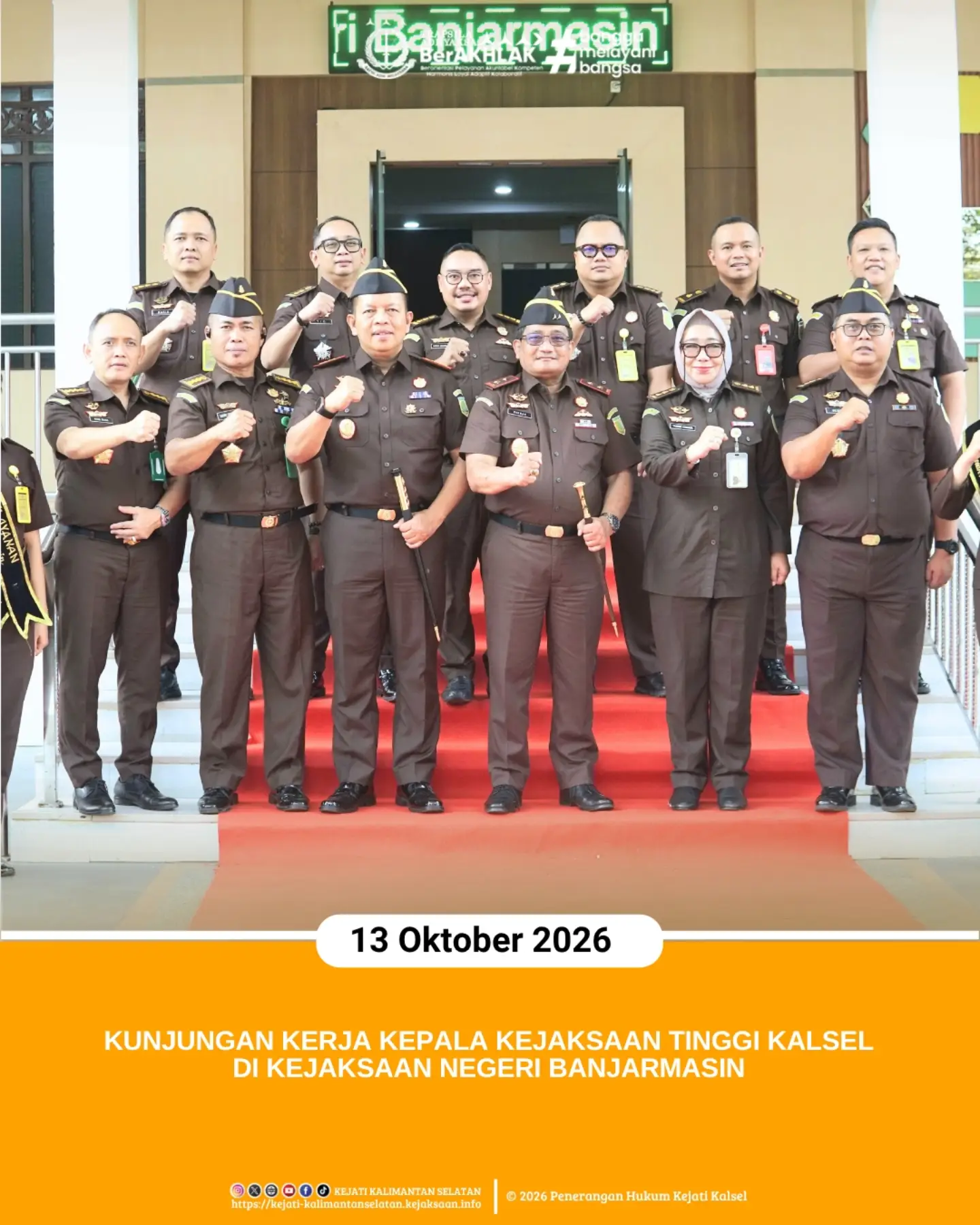 Banjarmasin 13 Oktober 2026 – Kepala Kejaksaan Tinggi Kalimantan Selatan Sukarman Sumarinton SH MH
