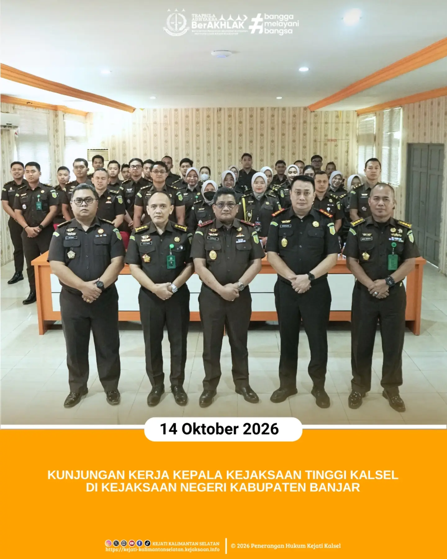 Martapura 14 Oktober 2026 – Kepala Kejaksaan Tinggi Kalimantan Selatan Sukarman Sumarinton SH MH