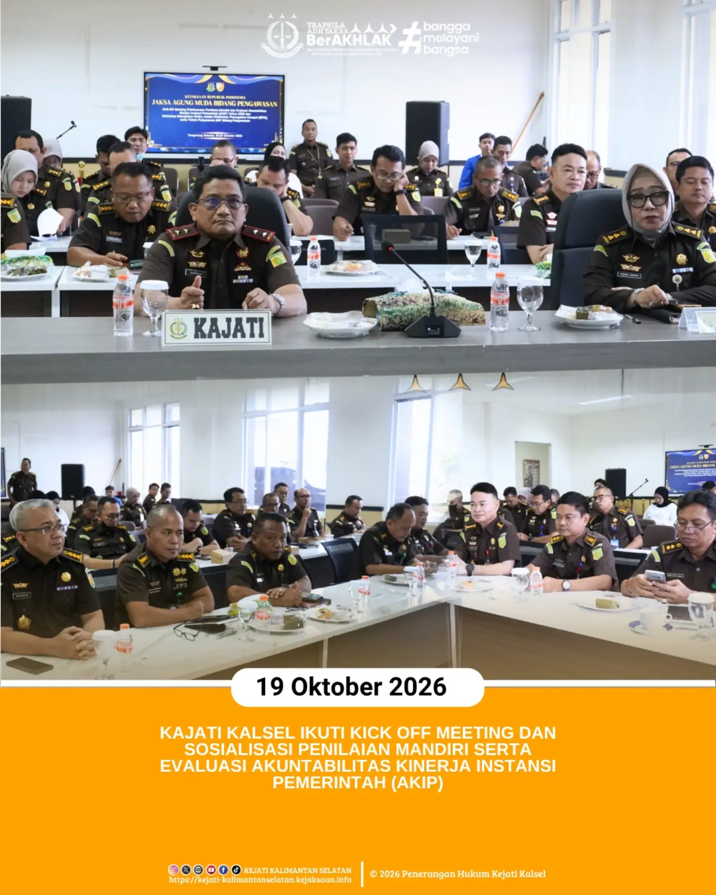 Banjarbaru 19 Oktober 2026 – Kepala Kejaksaan Tinggi Kalimantan Selatan Sukarman Sumarinton SH MH didampingi para